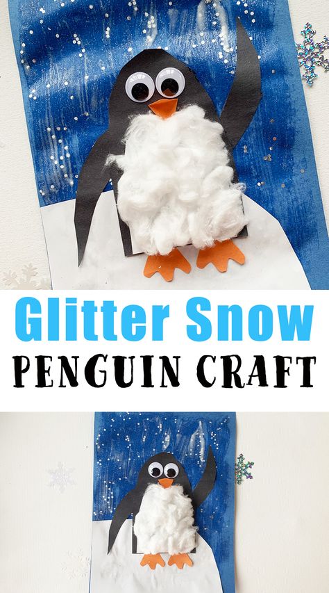 Cotton Ball Penguin, Penguin Craft For Kids, Snow Penguin, Educational Toddler Activities, Penguin Day, Up Craft, Penguin Craft, Easy Toddler Activities, Easy Toddler