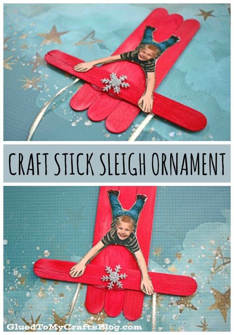 2000s Crafts For Kids, Popsicle Stick Sleigh, Ornament For Kids To Make, December Crafts, The Spirit Of Christmas, Preschool Christmas Crafts, Christmas Kindergarten, Spirit Of Christmas, Christmas School