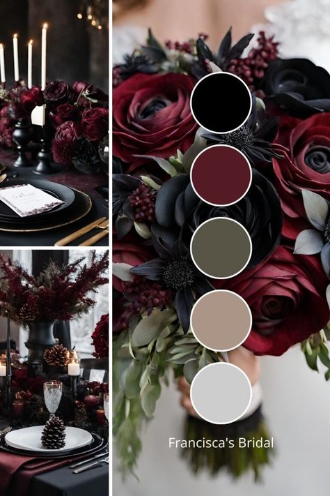 September Wedding Colors Schemes Colour Palettes, Burgundy And Sage Green Wedding, Dark Wedding Theme Color Schemes, Gold Wedding Bouquets, Wedding Color Palette Ideas, Orange Centerpieces, Gray Wedding Colors, Burgundy Wedding Colors, Dark Wedding Theme