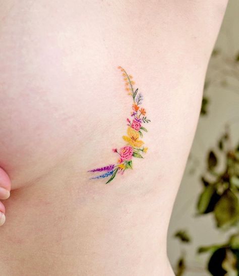 Ovenlee Tattoo, Rainbow Tattoo Ideas, Tattoo For 3, Rainbow Tattoo, Pet Memorial Tattoo, Tiny Flower Tattoos, Black Line Tattoo, Mastectomy Tattoo, Family Tree Tattoo