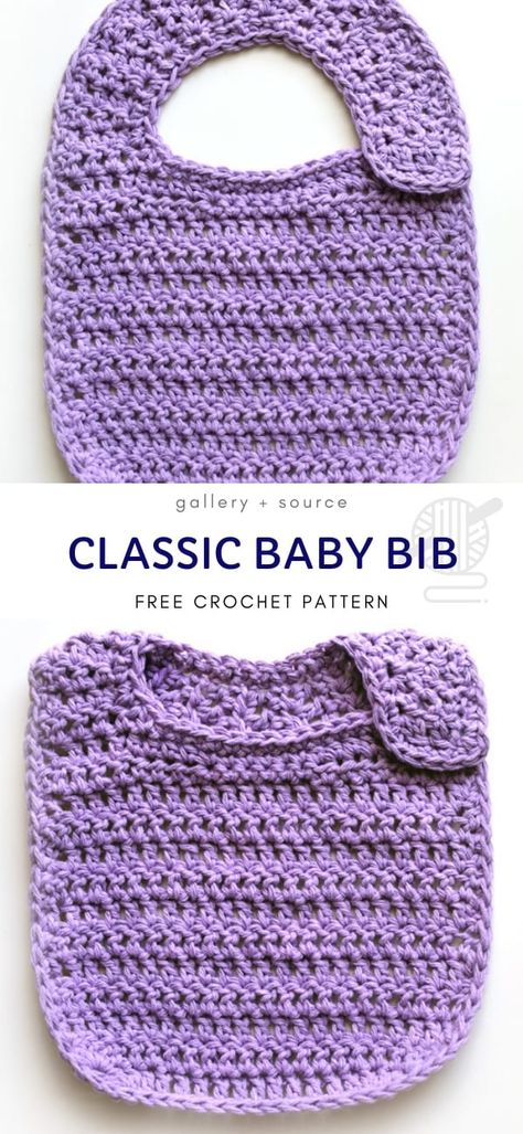 Classic Baby Bib Free Crochet Pattern Baby Crochet Clothes Patterns Free, Crochet Baby Clothes Free Patterns, Free Baby Crochet Patterns, Baby Bibs Patterns Free, Crochet Bibs, Crocheting Tutorial, Crochet Baby Bibs, Crochet Bib, Crochet Baby Cocoon