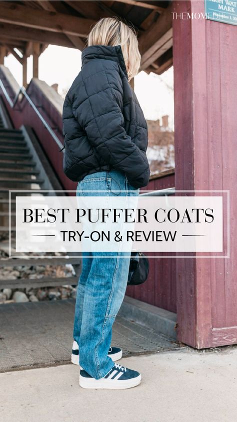 Over the years, I've found that I have one coat style that gets the most wear. The best short puffer coats, inside... | #TheMomEditStyle #FashionBlog #WinterStyle #WinterOutfit #WinterCoat #WinterJacket #PufferCoat #PufferJacket #StylishJackets #BestPufferCoats #Halfdays #Gap #Vuori White Puffer Coat Outfit, Puffer Coat Outfit, Best Puffer Jacket, White Puffer Coat, Bulky Sweaters, Short Puffer Jacket, Nuptse Jacket, Puffer Coats, White Puffer