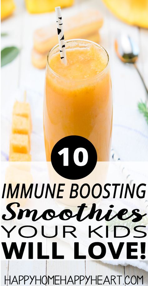 Looking for a way to boost your immune system? These immune boosting smoothies will keep you healthy & they taste good too! Your kiddos will love them! #Smoothie #SmoothieRecipe #ImmuneBooster #HealthyRecipe #HealthyLiving Immune Boosting Smoothie Recipes, Immunity Smoothie, Kids Immune System, Immune Boosting Smoothie, Immune Boosting Foods, Smoothies For Kids, Boost Your Immune System, Food Kids, Immunity Booster