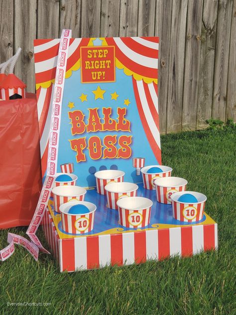 Outdoor Circus Party, Home Carnival Ideas, Games For Carnival, Indoor Carnival, Birthday Motivation, Circus Games, Carnival Birthday Theme, Carnival Party Games, Circus Themed Birthday Party