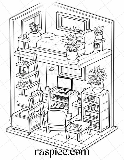 40 Pocket Room Coloring Pages Printable for Adults Kids, PDF File Instant Download coloringcomunity #coloringbookartist🌌 Room Colouring Pages, Pocket Room Coloring Pages, Coloring Pages Room, Room Coloring Pages, Shop Coloring Pages, Cupcake Coloring Pages, Tattoo Coloring Book, Detailed Coloring Pages, Dog Coloring Page