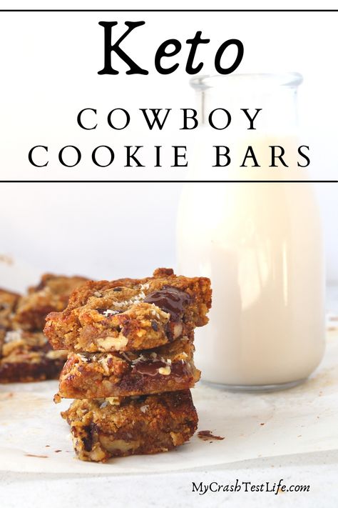 Keto Omg Bars, Keto Monster Cookie Bars, Low Carb Cowboy Cookies, Keto Low Carb Cowboy Cookies, Keto Cowboy Cookies Recipe, Keto Cowboy Cookies, Keto Squares, Cowboy Cookie Bars, Cowboy Bars