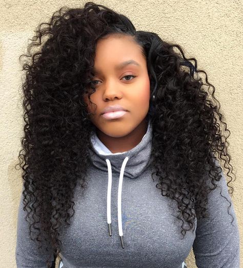 curly black weave hairstyle Black Curly Weave Hairstyles, Curly Sew In Weave, Wavy Weave Hairstyles, Sew In Weave Hairstyles, Curly Sew In, Long Weave Hairstyles, Short Weave Hairstyles, Black Hairstyles With Weave, Long Weave