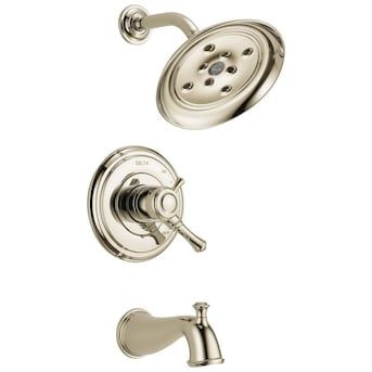 Delta Cassidy Polished Nickel 1-Handle Bathtub and Shower Faucet in the Shower Faucets department at Lowes.com Delta Cassidy, Shower Controls, Shower Rose, Tub And Shower, Rainfall Shower Head, Tub Spout, Delta Faucets, Tub Shower, Metal Cross