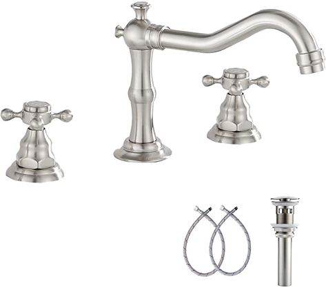 Bathroom Sink Faucets Brushed Nickel, Bathroom Sink Faucets Chrome, Matte Black Bathroom Faucet, Bathroom Vanity Faucets, Antique Brass Bathroom, Bathroom Faucets Brushed Nickel, Silver Bathroom, Bathroom Faucets Waterfall, Vanity Faucet