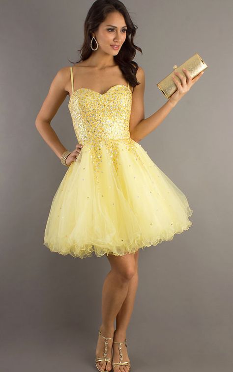 Yellow Homecoming Dress, Short Strapless Prom Dresses, Yellow Homecoming Dresses, Knee Length Prom Dress, Neon Prom Dresses, Sequin Homecoming Dress, Sequin Dress Short, Soiree Dress, Cheap Homecoming Dresses