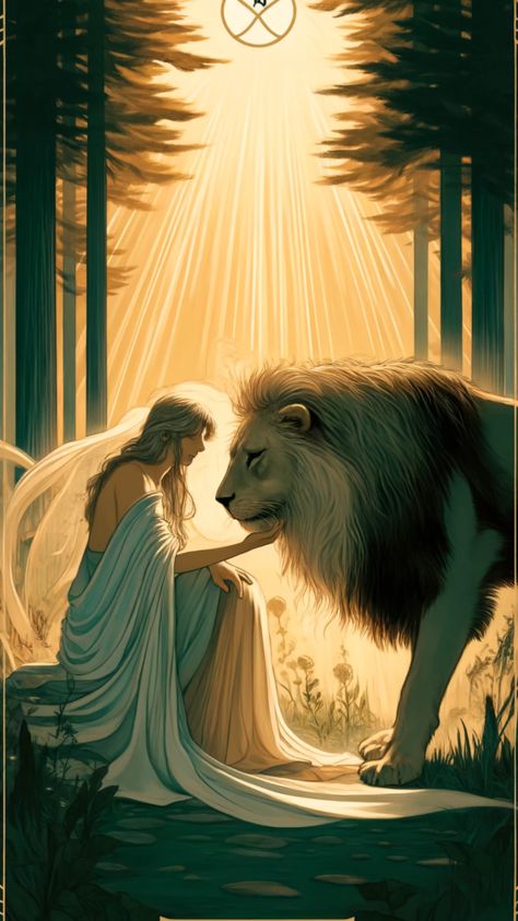 Embrace inner strength and resilience with the 'Strength' tarot card. Symbolizing courage, compassion, and overcoming challenges, this card reminds us of the power within. Embrace your inner lion and face obstacles with grace and determination. 🦁💪 #Tarot #InnerStrength #Courage #Strength Tarot Cards Strength, Strength Card Tarot, Tarot Strength Card, Strength Tarot Card Art, Tarot Strength, Strength Card, Strength Tarot Card, Tarot Cards Art Illustration, Temperance Tarot Card