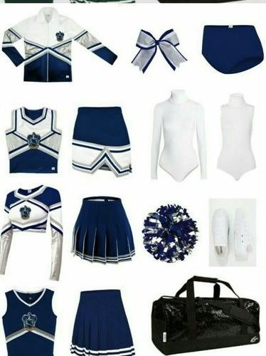 Ravenclaw Cheer Uniform, Harry Potter Cheerleader Outfits, Cheerdance Uniform Ideas, Ravenclaw Cheerleader Outfit, Slytherin Uniform, Harry Potter Uniform, Harry Potter Kostüm, Ravenclaw Outfit, Cheerleader Uniforms