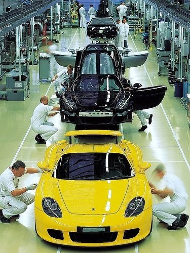 Porsche Carrera GT (980) assembly line Panamera Turbo S, Porsche Factory, Porsche Panamera Turbo, Porsche 356 Speedster, Carrera Gt, 356 Speedster, Porsche Carrera Gt, Porsche Classic, Porsche Models