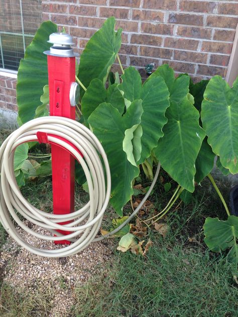 DIY Garden Hose Holder - Fire Hydrant Garden Hose Storage Ideas, Hose Storage Ideas, Garden Hose Storage, Garden Hose Holder, Hose Storage, Hose Holder, Dog Pee, Hose Reel, Outdoor Backyard