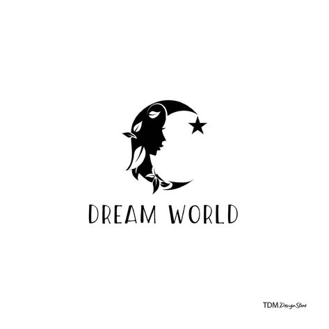 Dream World Logo,Premade Logo design, Moon Logo, Feminine Logo Design, Hand Made Logo, Luxurious Logo, Best Logo Design, Minimalist Logo by TDMDesignStore on Etsy Moon Logo Design Creative, Dream Logo Design, Cosmic Logo, Logo Lune, Feminine Logo Inspiration, Sleep Logo, Luxurious Logo, Hair Logo Design, Whimsical Logo