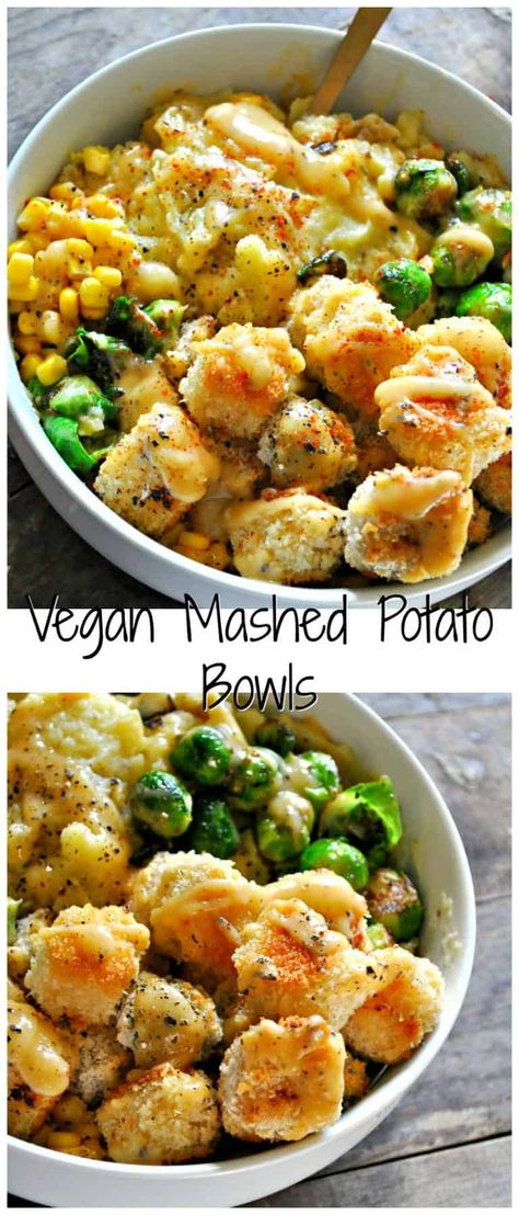 Vegan Mashed Potato Bowls - Rabbit and Wolves What To Make With Mashed Potatoes Meals, One Pan Vegan Meals, Vegan Recipes Tacos, Vegan Food For Non Vegans, Low Cost Vegan Meals, Inexpensive Vegetarian Meals, Vegetarian Potato Dinner, Soft Vegan Food, Vegitaren Recipes Meal Prep