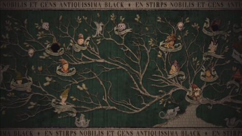 The House of Black family tree wall tapestry. I would love to create my own version of this for my family members. Such a daunting task though! Family Tree Wallpaper, Black Family Tree, Harry Potter Family Tree, Family Tree House, Tapestry Wallpaper, Shabby Chic Lamp Shades, Antique Lamp Shades, Tree Tapestry, Tree Mural