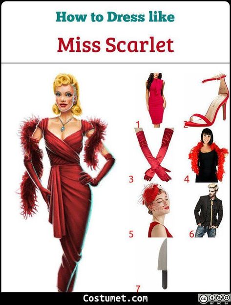 Clue Ms Scarlet, Cluedo Halloween Costumes, Clue Miss Scarlet Costume, Scarlet From Clue Costume, Mrs Scarlett Clue, Yvette Costume Clue, Mrs Scarlett Clue Costume, Ms Peacock Costume Clue, Scarlet Clue Costume