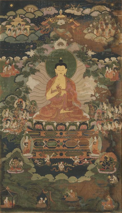 Buddha Sakyamuni Tibetan Buddha Art, Budha Art, Padmapani Bodhisattva Painting, Buddhist Monk Painting, Chinese Traditional Art, Buddhism Symbols, Chinese Buddha, Buddha Shakyamuni, Amitabha Buddha Paintings