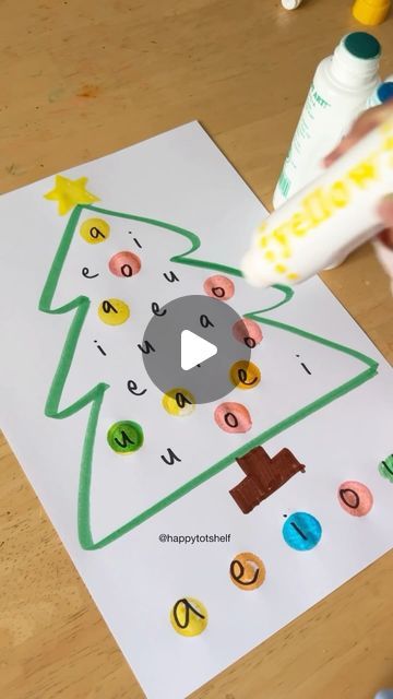 Fynn Sor | Happy Tot Shelf on Instagram: "Discover a quick, engaging activity for kids to master vowels and letter matching! Create this Vowel Christmas Tree in under 5 minutes, inviting your child to spot and dot the vowels in matching colors. 🌟 Recommended for ages 2 to 5. 🔤 Ages 2 to 3 can use either uppercase or lowercase letters; for 4 to 5-year-olds, match uppercase to lowercase. ❤️ Love this idea? Follow @happytotshelf for more fun and easy learning activities for children! . . #learningisfun #handsonlearning #preschoolactivities #earlylearning #toddleractivities #christmas #christmasactivities" Christmas Eve Toddler Activities, Christmas Language Activities Toddlers, Easy Learning Activities, Activities For Children, Easy Learning, Letter Matching, Church Activities, Easy Activities, Matching Colors