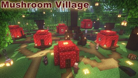 Minecraft Mushroom House Tutorial, Minecraft Mushroom Village, Minecraft Mushroom House, Minecraft Mushroom, Mushroom Village, Giant Mushroom, Minecraft Interior Design, Minecraft House Plans, Bangunan Minecraft