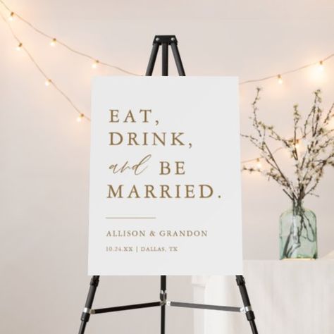 $60.10 | Gold Eat, Drink, and Be Married Wedding Welcome #wedding welcome sign, eat drink and be married, wedding decorations, rustic wedding sign, welcome sign, rustic wedding, wedding reception, gold wedding, gold welcome sign, gold Modern Gold Wedding, Eat Drink And Be Married, Rustic Wedding Signs, Engagement Celebration, Drink Signs, Wedding Rehearsal Dinner, Welcome To Our Wedding, Minimal Decor, Wedding Rehearsal