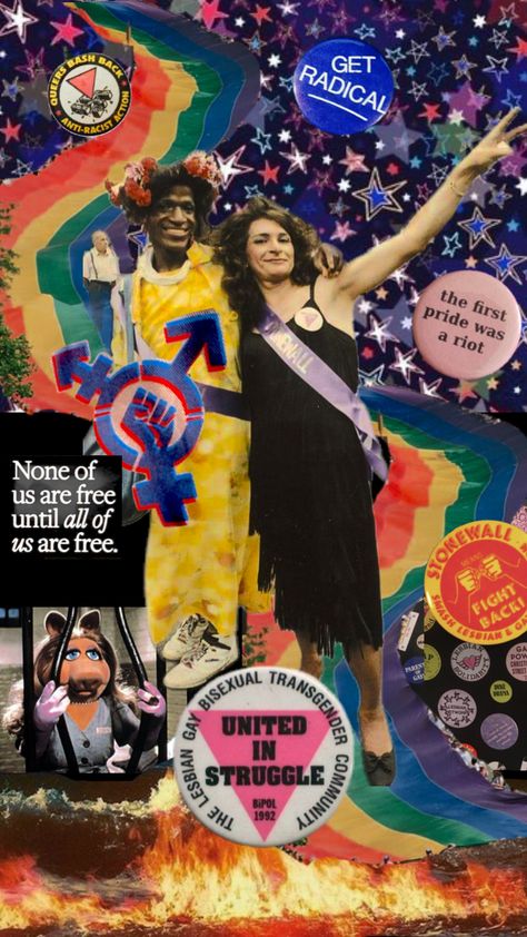 #pride #marshapjohnson #stonewall #lgbtq #queer #liberation #protest #resist #happypridemonth #transrights Protest Collage, Queer Collage, Lgbtq Protest, Queer Liberation, Trans Rights, Button Badge, Pride Month, Pretty Pictures, Collage Art