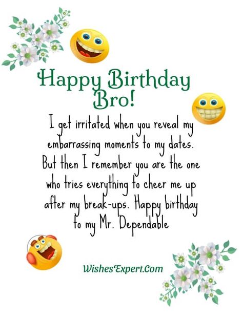 Best Funny Birthday Wishes for Brother Happy Bday Brother Quotes, Birthday Captions For Brother Funny, Funny Birthday Wishes For Brother, Happy Birthday Younger Brother, Younger Brother Quotes, Birthday Caption For Brother, Happy Birthday Brother Funny, Happy Birthday Paragraph, Birthday Brother Funny