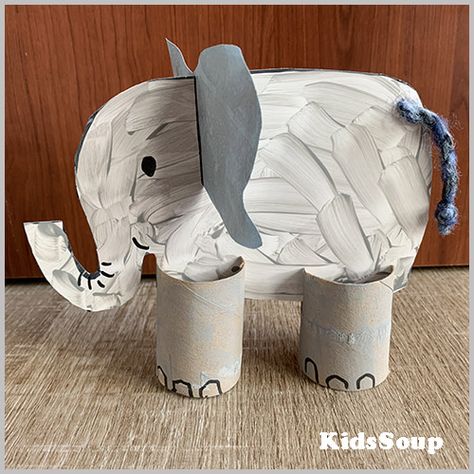 Stomping with Elephants. Elephant craft made out of paper rolls. Simple activity for preschool and kindergarten. Preschool Elephant Crafts, Elephant Preschool, Elephant Puppet, Safari Crafts, Zoo Crafts, Circus Crafts, Zoo Activities, Elephant Crafts, Preschool Craft