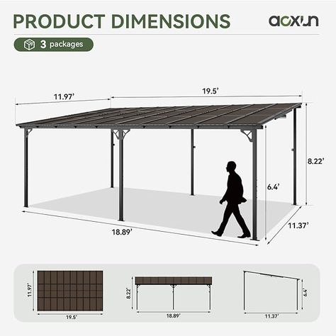 Amazon.com : Aoxun 10’x 14’ Gazebo, Wall Mounted Gazebos Pergola on Clearance, Outdoor Patio, Large Wall-Mounted Heavy Duty Awnings for Patio, Decks, Backyard and More : Patio, Lawn & Garden Metal Awning Patio, Pergola With Polycarbonate Roof, Freestanding Pergola, Pergola Roof, Wall Mounted Pergola, Pergola Plans Design, Polycarbonate Roof, Sloped Roof, Sloping Roof