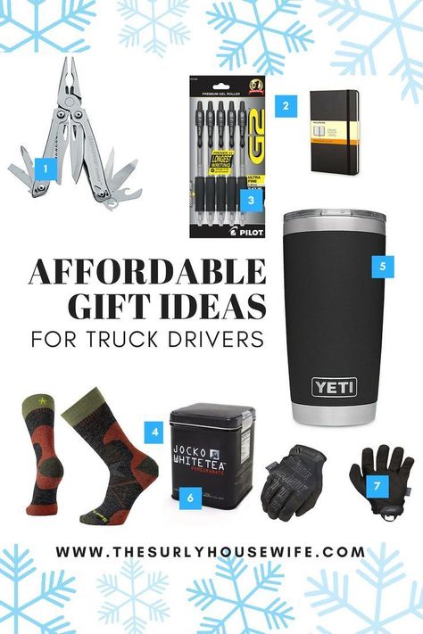 Searching for a Christmas gift for him? Make Christmas giving easy this year by shopping on Amazon. Whether you are looking for your husband, your dad, or grandpa this gift guide for truck drivers will help you find the perfect gift for the trucker in your life. This gift guide for men has 20 practical gifts all men will love, which make them the best gifts for Christmas! Check 'em out.  #Christmas #ChristmasGifts #Amazon #AmazonPrime Truck Driver Essentials, Gifts For Boyfriend Long Distance, Practical Gifts For Men, Christmas Giving, $5 Gift Ideas, Gift Guide For Men, Truck Driver Gifts, Thoughtful Gifts For Him, Romantic Gifts For Him