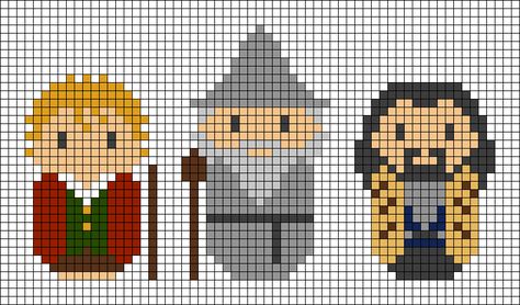 Alpha Pattern #21244 Preview added by RemiHahn Lord Of The Rings Cross Stitch Patterns Free, Hobbit Pixel Art, Lord Of The Rings Cross Stitch, Stitch Character, Thorin Oakenshield, Bilbo Baggins, Hama Beads Patterns, Pixel Art Pattern, Crochet Tapestry