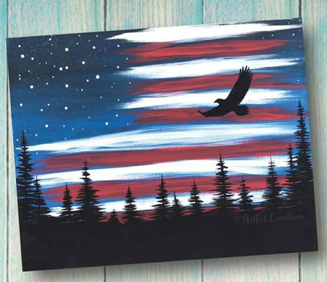 America Painting, 4 Of July Paintings On Canvas, Beginner Painting Ideas Easy Canvases, American Painting Ideas, Easy Paint Ideas On Canvas For Beginners, Usa Painting Ideas, 4th Of July Paintings On Canvas Easy, Forth Of July Paintings, Paintings For Guys Canvases