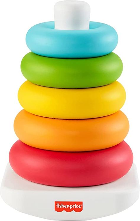 Amazon.com: Fisher-Price Rock-a-Stack, Classic Ring Stacking Toy Made from Plant-Based Materials for Babies Ages 6 Months and Older: Toys & Games Baby Stacking Toys, Toddler Modeling, Fisher Price Baby, Quiet Toys, Best Baby Toys, Simple Toys, Baby Blocks, Stacking Toys, Busy Toddler