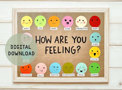 Buy How Are You Feeling SEL Bulletin Board Digital Download Online in India - Etsy Sel Bulletin Board, Motivational Bulletin Boards, Board Classroom, Feeling Excited, Classroom Bulletin Boards, School Bulletin Boards, Classroom Door, Procreate App, Les Sentiments