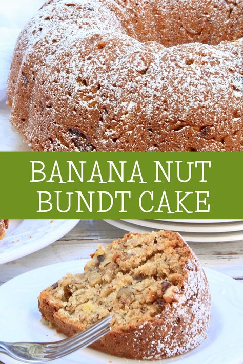 Banana Nut Bundt Cake, Banana Nut Cake, Banana Bundt Cake, Banana Bundt, Vegan Egg Replacement, Easy Bundt Cake, Nut Cake, Dairy Free Snacks, Simple Pantry