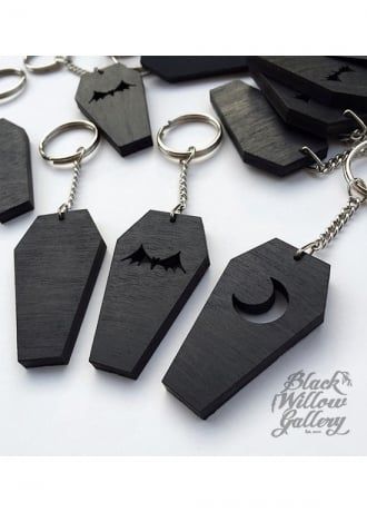 Black Willow Gallery Coffin Keychain | Attitude Clothing Coffin Keychain, Accesorios Dark, Wood Coffin, Gothic Homeware, Black Willow, Goth Stuff, Demonia Boots, Alternative Gifts, Mdf Crafts