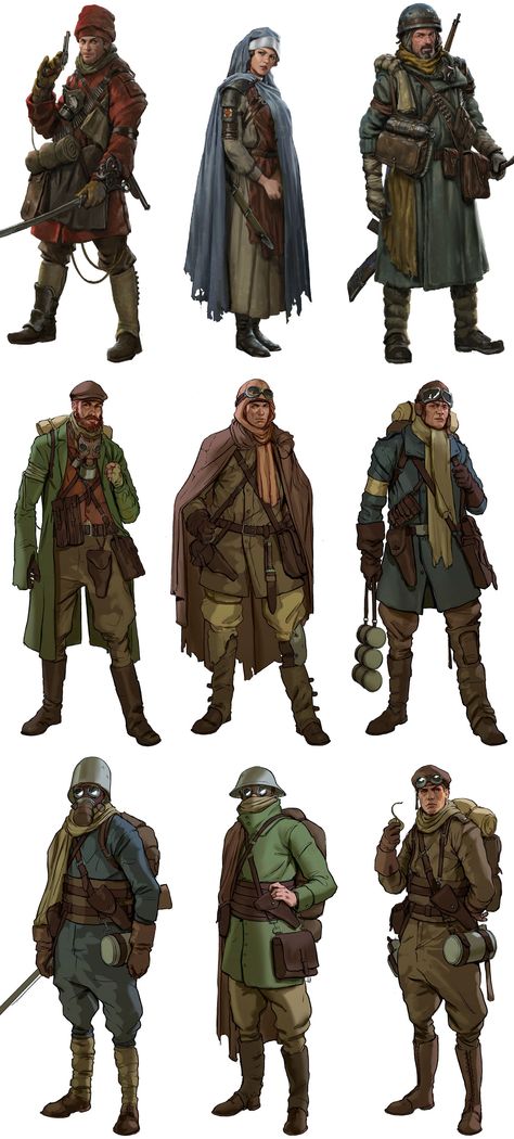 Fantasy Dieselpunk Art, Diesel Punk Art, Dieselpunk Aesthetic Outfit, Steampunk Post Apocalyptic Art, Postapocalyptic Concept Character, Ww1 Concept Art, Diesel Punk Fashion, Dieselpunk Concept Art, Dieselpunk Apocalypse