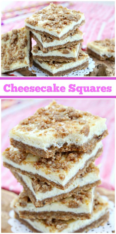 Easy Cheesecake Squares recipe from RecipeGirl.com #easy #cheesecake #squares #recipe #RecipeGirl via @recipegirl Cheesecake Squares Recipes, Easy Squares Recipe, Cheesecake Square, Easy Squares, Work Desserts, Culture Cafe, Cheesecake Squares, Quick Baking, Chocolate Cheesecake Recipes