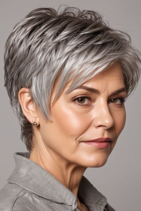 26 Hairstyles for Over 70 Year Old Women 2024 - Fashion Trend Hacks Short Gray Hair Styles, Short Grey Hair Over 60, Grey Pixie Hair, 70 Year Old Women, Body Essentials, Grey Hair Inspiration, Age Is Just A Number, Choppy Hair, Short Grey Hair