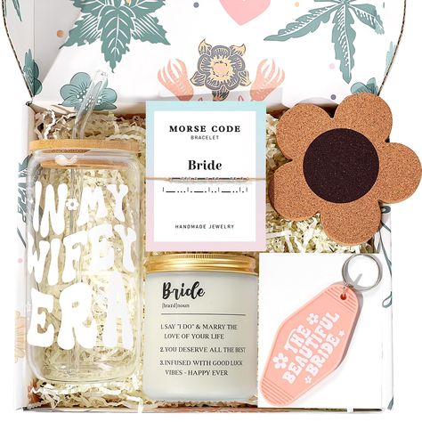 PRICES MAY VARY. Beautiful Bride Gift Set: Hunting for not knowing what gift to give the bride? Our Well-designed and meaningful wedding gifts for bride are sure to be a nice choice for you. A great gift idea for women who are about to get married. This is the best way to send heartfelt wishes to a bride-to-be, future bride, newly engaged best friend, or any bride. Getting married is indeed an important milestone. Buy this bride to be box for her to use on that special day and for years to come Engagement Baskets For Bride, Gifts For Newly Engaged Sister, Bride Self Care Basket, Engaged Gifts For Best Friend, Classy Bridal Shower Ideas, Bride Glass Cup, Bride To Be Box, Bachelorette Bride Gifts, Best Secret Santa Gifts