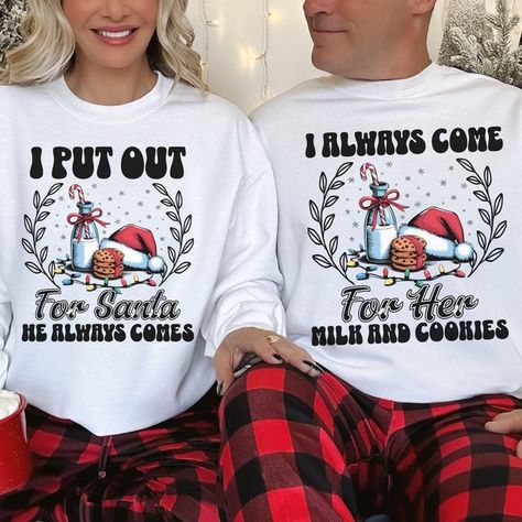 BCLTYCreations - Etsy Funny Christmas Sweaters Couples, Funny Couples Gifts, Couples Christmas Outfits Funny, Ugly Sweater Couple Ideas, Couples Ugly Sweater Ideas, Funny Couple Christmas Shirts, Ugly Sweater Ideas For Couples, Couples Ugly Christmas Sweaters, Pregnancy Announcement Winter