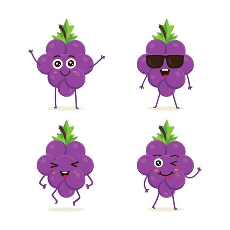 Spiro Spathis, Grape Character, Grapes Illustration, Monthsary Gift, Baby Cowgirl, Fruit Character, Different Expressions, Green Grapes, Cute Clipart