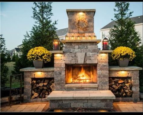 Outdoor Fireplace Plans, Outdoor Stone Fireplaces, Outside Fireplace, Diy Outdoor Fireplace, Outdoor Fireplace Designs, Outdoor Fireplace Patio, Outdoor Fireplaces, Backyard Fireplace, Patio Fireplace