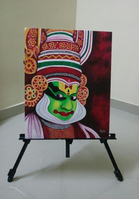 Kathakali Canvas Painting, Kadakali Painting, Kadhakali Paintings, Kathakali Painting On Canvas, Kathakali Painting Acrylic, Kathakali Face Painting, Canvas Painting Indian, Acrylic Painting Indian, Acrylic Painting Mandala