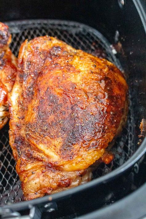 Easy, delicious, and flavourful, this Air Fryer Turkey Thighs recipe is moist on the inside and crispy on the outside. Seasoned with pantry staples, cooking turkey thighs in the air fryer is a quick and simple way to enjoy turkey. Air Fryer Turkey Recipes, Turkey Thigh Recipes, Turkey Thigh, Airfry Recipes, Airfryer Chicken, Air Fryer Turkey, Turkey Thighs, Air Fryer Cooking Times, Crockpot Turkey