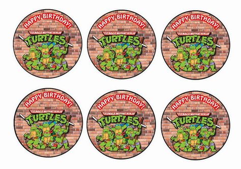 Ninja Turtles Cupcake Toppers, Ninja Turtle Cupcakes, Turtle Cupcakes, Cupcake Toppers Free, Ninja Turtles Birthday Party, Happy Turtle, Ninja Turtle Birthday, Turtle Birthday, Teenage Mutant Ninja Turtle