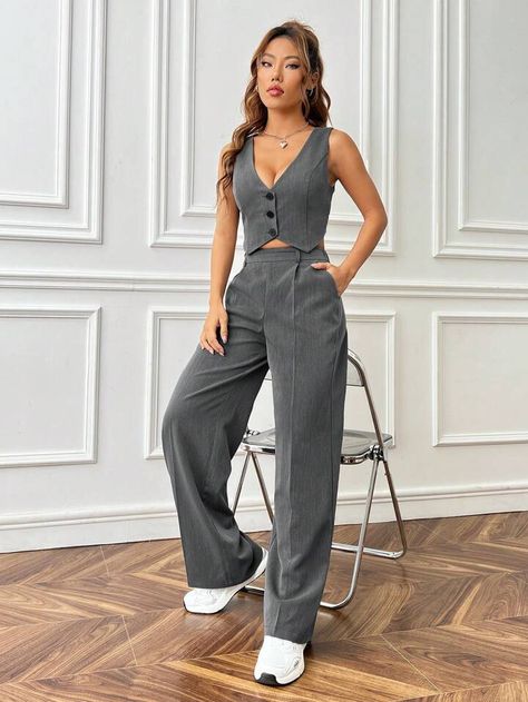 Vest Suit Women's, Vest Outfits For Women, Formal Chic, Outfit Mujer, Causual Outfits, Vest Outfits, Blazer Outfits, Formal Outfit, Business Casual Outfits