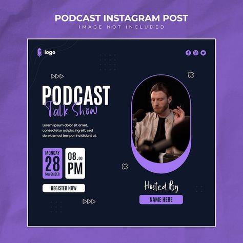 Podcast Social Media Template, Podcast Social Media Post Design, Podcast Post Instagram, Speaker Announcement Design, Podcast Template Design, Podcast Social Media Post, Podcast Design Ideas, Podcast Flyer Design, Podcast Social Media Design