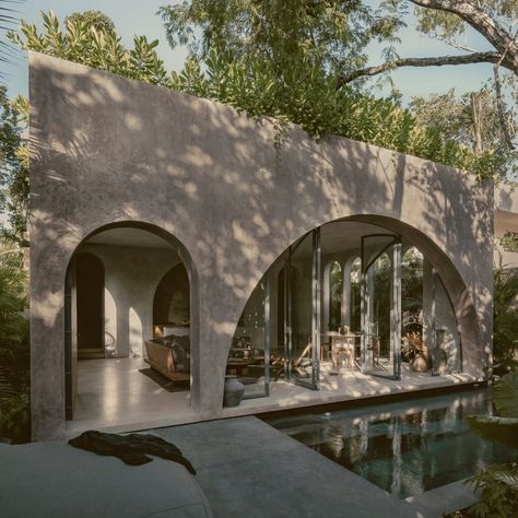 Dezeen's top five houses of December 2022 Brutalist House, Polished Cement, Monochromatic Palette, Concrete Home, Built In Furniture, Concrete House, Tulum Mexico, December 2022, Design Office